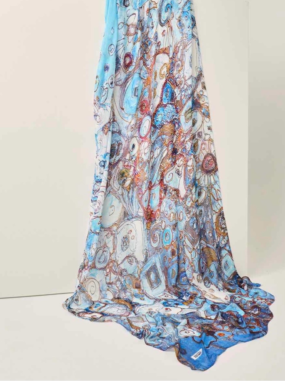Light Blue Abstract Print Scarf Wrap